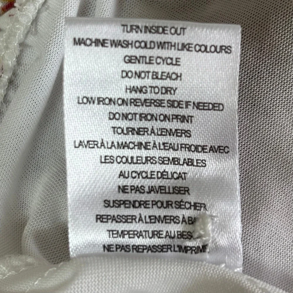 Tamara‎ H Floral Butterfly Boho Fairy Swiss Dot Blouson Top White S Tie Sleeve - Picture 10 of 12